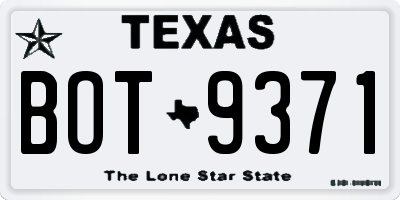 TX license plate BOT9371