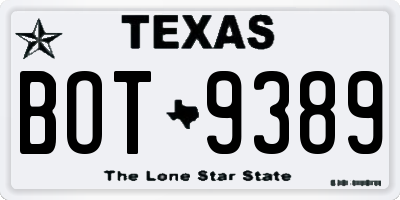 TX license plate BOT9389