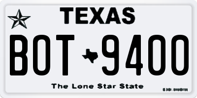 TX license plate BOT9400