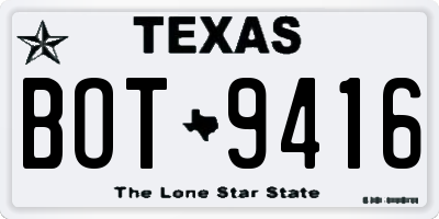 TX license plate BOT9416