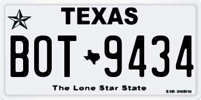 TX license plate BOT9434