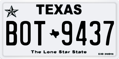TX license plate BOT9437