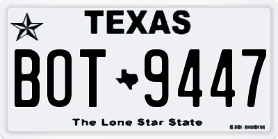 TX license plate BOT9447
