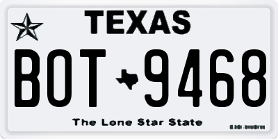 TX license plate BOT9468