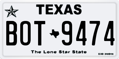 TX license plate BOT9474
