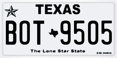 TX license plate BOT9505