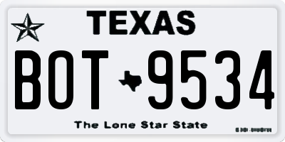 TX license plate BOT9534