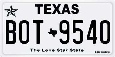 TX license plate BOT9540
