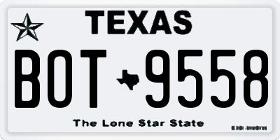TX license plate BOT9558