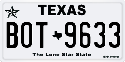 TX license plate BOT9633