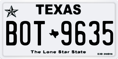 TX license plate BOT9635