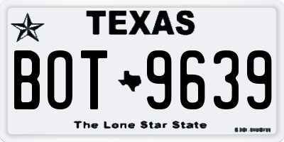 TX license plate BOT9639