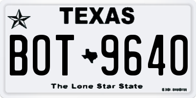 TX license plate BOT9640