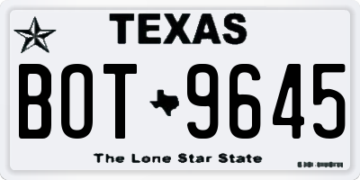 TX license plate BOT9645