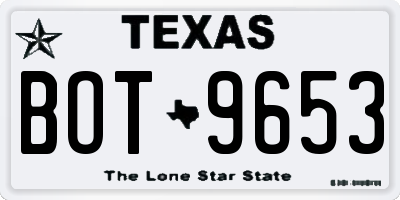 TX license plate BOT9653