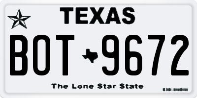TX license plate BOT9672