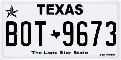 TX license plate BOT9673