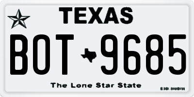 TX license plate BOT9685