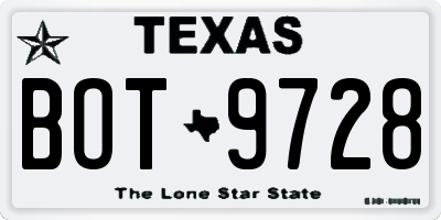 TX license plate BOT9728