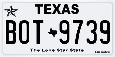 TX license plate BOT9739