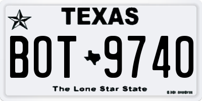 TX license plate BOT9740