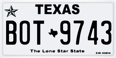 TX license plate BOT9743