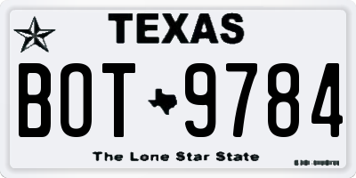 TX license plate BOT9784