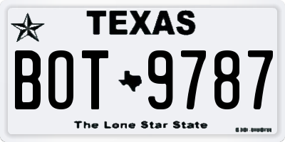 TX license plate BOT9787