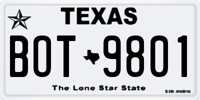 TX license plate BOT9801