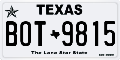 TX license plate BOT9815