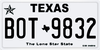 TX license plate BOT9832