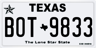 TX license plate BOT9833