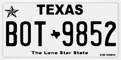 TX license plate BOT9852