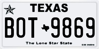 TX license plate BOT9869
