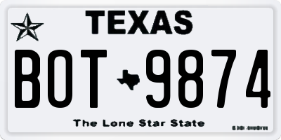 TX license plate BOT9874