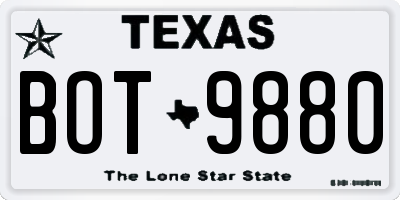 TX license plate BOT9880
