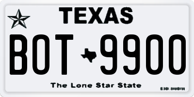 TX license plate BOT9900