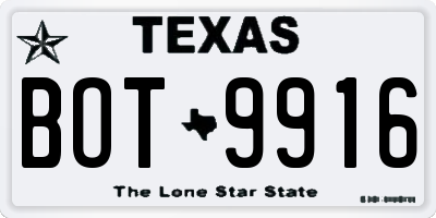 TX license plate BOT9916