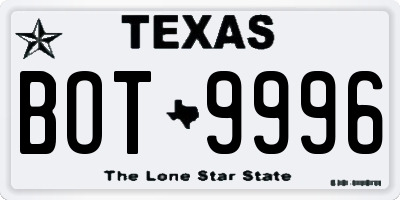 TX license plate BOT9996