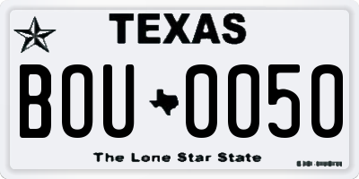 TX license plate BOU0050