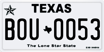 TX license plate BOU0053