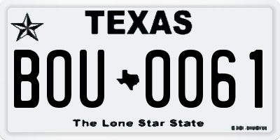 TX license plate BOU0061