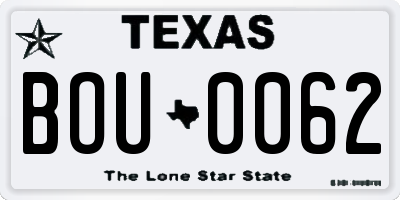 TX license plate BOU0062