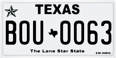 TX license plate BOU0063