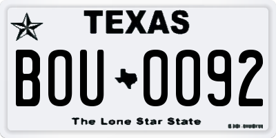 TX license plate BOU0092