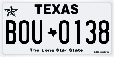 TX license plate BOU0138