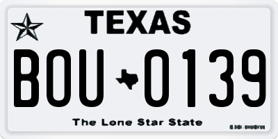TX license plate BOU0139