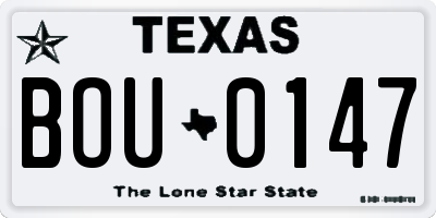 TX license plate BOU0147