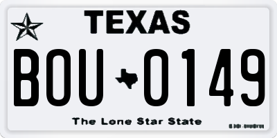 TX license plate BOU0149