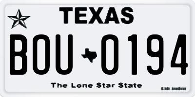 TX license plate BOU0194